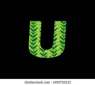 Green Nature U Letter Logo Icon, Green Grass Letter U Icon.