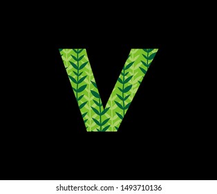Green Nature V Letter Logo Icon, Green Grass Letter V Icon.