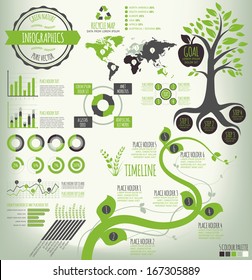 Green nature vector infographics. Info graphic elements for data visualization. Vector EPS10 file. Easy to edit, elements on different layers and groups. Layers outlined.