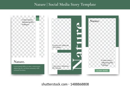 Green Nature Version 2 Social Media Instagram Story Vector Template With Photo Frame Simple Minimalist Elegant Style Promotion, Ad, Flyer, Banner