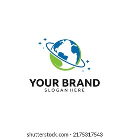 Green nature world logo design