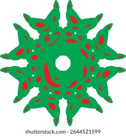 Green Nature-Inspired Mandala.A green mandala design inspired by nature and plants, symbolizing balance and renewal, perfect for eco and spiritual themes.