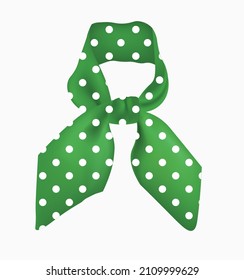 Green neck scarf, polka dots pattern, vector illustration