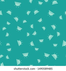 Green Needle bed and needles icon isolated seamless pattern on green background. Handmade and sewing theme.  Vector Illustration