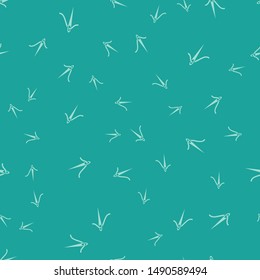 Green Needle for sewing with thread icon isolated seamless pattern on green background. Tailor symbol. Textile sew up craft sign. Embroidery tool.  Vector Illustration