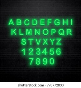 green neon alphabet