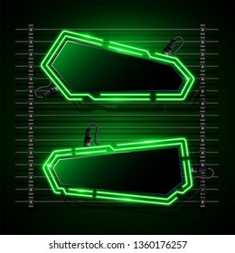 Green neon banner  design. Abstract banner.