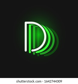 Green neon character font on black background with reflections, vector illustration