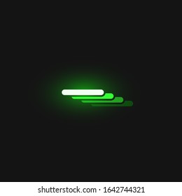 Green neon character font on black background with reflections, vector illustration