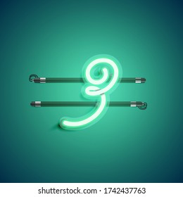 Carácter de neón verde de un tipo, ilustración vectorial