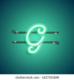 Green neon character, vector illustartion
