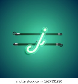 Green neon character, vector illustartion