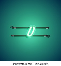 Green neon character, vector illustartion