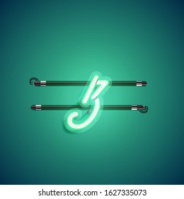 Green neon character, vector illustartion