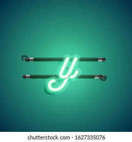 Green neon character, vector illustartion