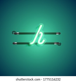 Green neon character, vector illustartion