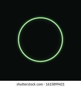 Green neon circle geometric shape for banner.
