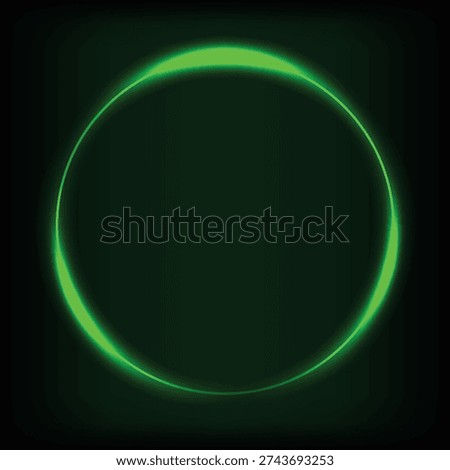 Green Neon Circle Glow Ring Frame on Black Background – Futuristic Light Halo Overlay for Streaming Gaming and Digital Design