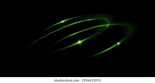 Green neon circle light.Blue glowing rings of light	