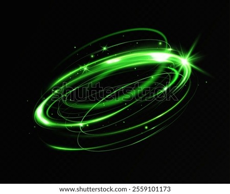 Green neon circle light.Blue glowing rings of light	