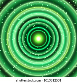 Green neon circles background. Abstract bright neon background.