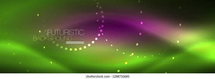 Green neon dotted circles background, vector illustration