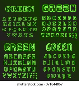 Green neon font