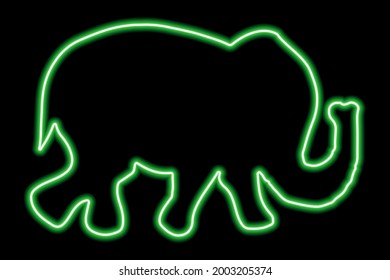 Fuerza de neón verde para caminar elefante sobre un fondo negro. Ilustración del vector