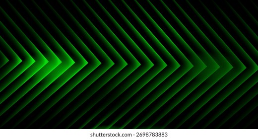 Fondo abstracto de tecnología de flechas brillantes de neón verde. Diseño de Vector gráfico láser futurista