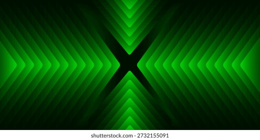 Green neon glowing arrows
