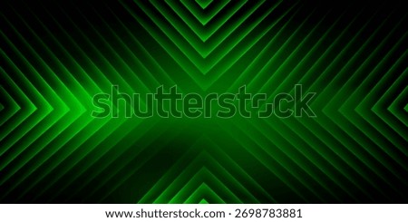 Green neon glowing arrows technology abstract background. Futuristic laser graphic vector design