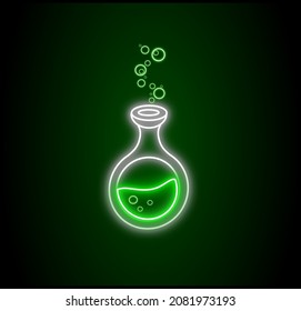 green neon icon chemical. neon illustration. chemistry icon.