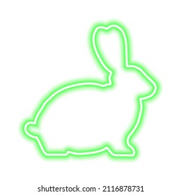 Green neon icon rabbit isolated on white. Vector illustration