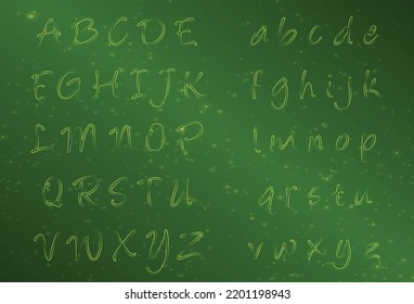 Green neon light character set with austro background