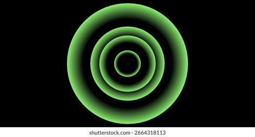 Green Neon Light Concentric Circles Overlay Background