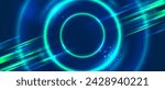 Green Neon Light Energy Ring Background