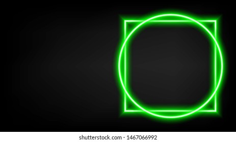 The green neon light fame in the black background. ( vector )