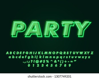 Green neon light text effects