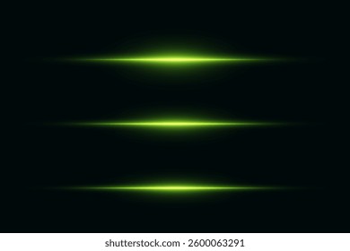 Green neon lines of speed and light, horizontal beam effect.