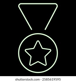 Green neon medal icon
Vector neon medal prize, gift