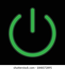 Green neon power icon vector illustration