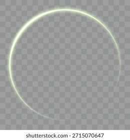 Anillo de neón verde. Efecto de luz de curva de línea verde. Círculo brillante. elipse verde claro. Remolino de neón con brillo brillante y energía abstracta. Portal de círculo verde luminoso. Marco de luz redondo. Vector