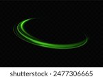 Green neon ring. Glowing circle. Glow effect. Round light frame. abstract light lines of movement and speed. Abstract light lines of movement and speed. light green ellipse.