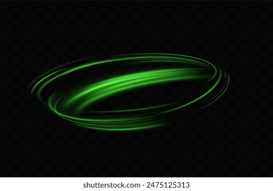 Green neon ring. Glowing circle. Glow effect. Round light frame. abstract light lines of movement and speed. Abstract light lines of movement and speed. light green ellipse.
