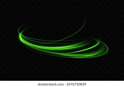 Green neon ring. Glowing circle. Glow effect. Round light frame. abstract light lines of movement and speed. Abstract light lines of movement and speed. light green ellipse.