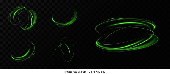 Green neon ring. Glowing circle. Glow effect. Round light frame. abstract light lines of movement and speed. Abstract light lines of movement and speed. light green ellipse.