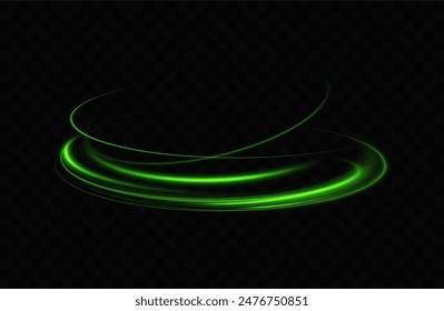 Anillo de neón verde. Círculo brillante. Efecto Resplandor. Marco de luz redondo. líneas de luz abstractas de movimiento y velocidad. Abstractas líneas de luz de movimiento y velocidad. elipse verde claro.