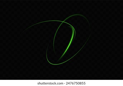 Anillo de neón verde. Círculo brillante. Efecto Resplandor. Marco de luz redondo. líneas de luz abstractas de movimiento y velocidad. Abstractas líneas de luz de movimiento y velocidad. elipse verde claro.