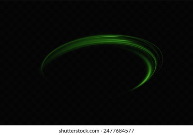 Anillo de neón verde. Círculo brillante. Efecto Resplandor. Marco de luz redondo. líneas de luz abstractas de movimiento y velocidad. Abstractas líneas de luz de movimiento y velocidad. elipse verde claro.