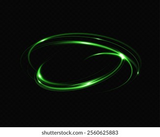 Green neon ring. Glowing circle. Glow effect. Round light frame. abstract light lines of movement and speed. Abstract light lines of movement and speed. light green ellipse.	